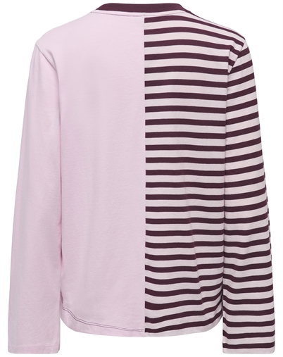 Only - ONLAva L/S Half Striped T-Shirt - Chalk Pink